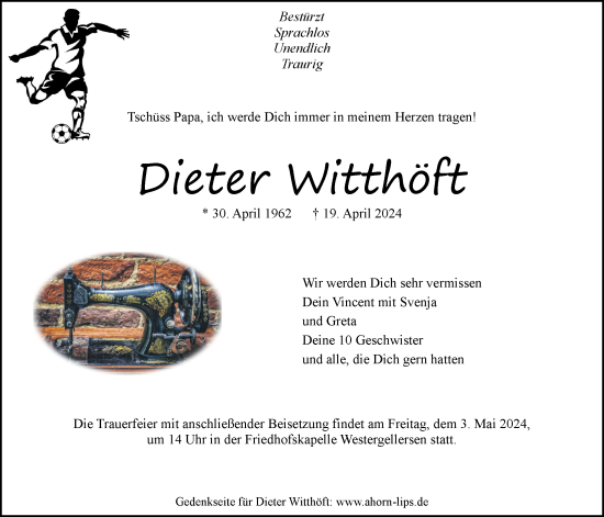 Anzeige von Dieter Witthöft von LZ